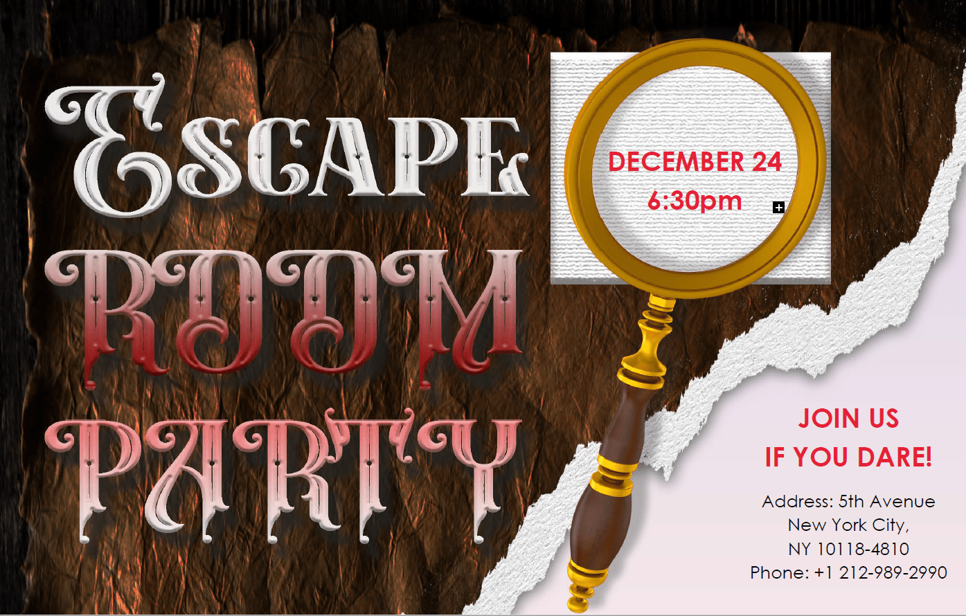 Free Escape Room Party Invitation